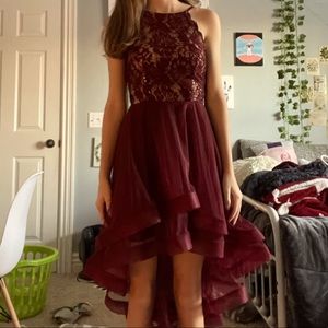 burgundy formal dress